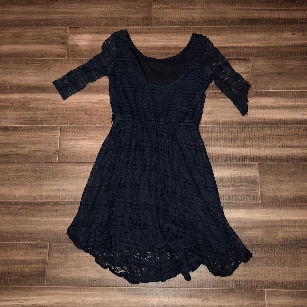 Navy Blue Lace Dress - Picture 2 of 2